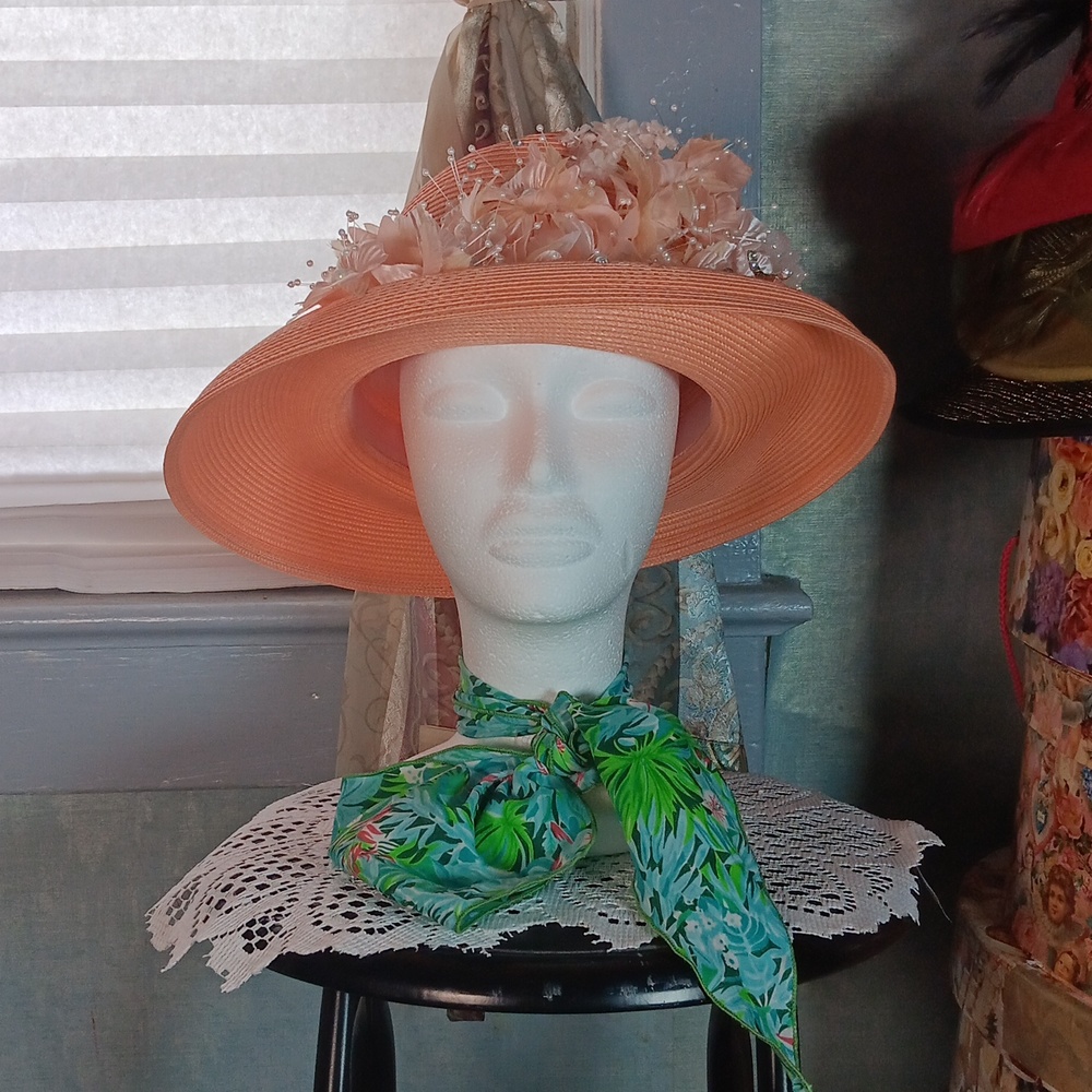 Peach Summer Straw Hat NWOT